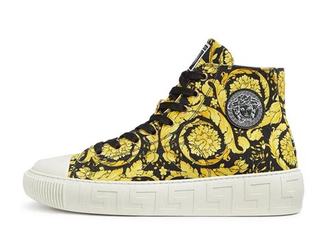 versace men's barocco print high top|Versace greca shoes.